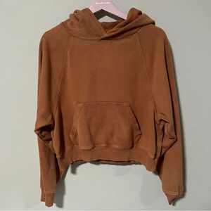 Aerie Cropped Pullover Hoodie Burnt Orange Size Small